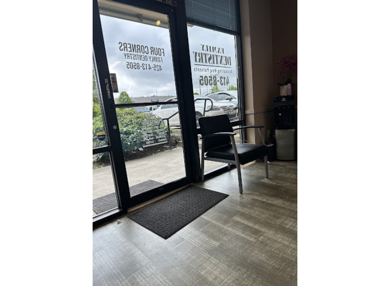 Inside view of the front doors of Four Corners Family Dentistry