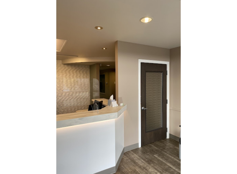 Side view of the front desk